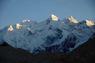 32 Gasherbrum II E, Gasherbrum II, Gasherbrum III North Faces At Sunset From Gasherbrum North Base Camp In China.jpg